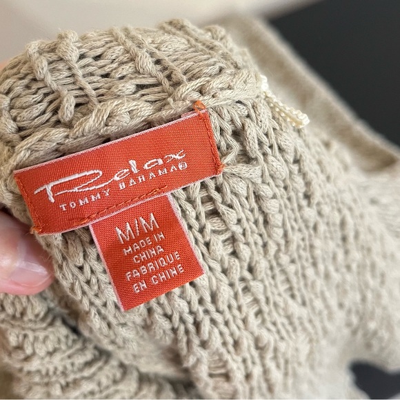 Relax Tommy Bahama Textured Tan Open Cardigan - Picture 7 of 11